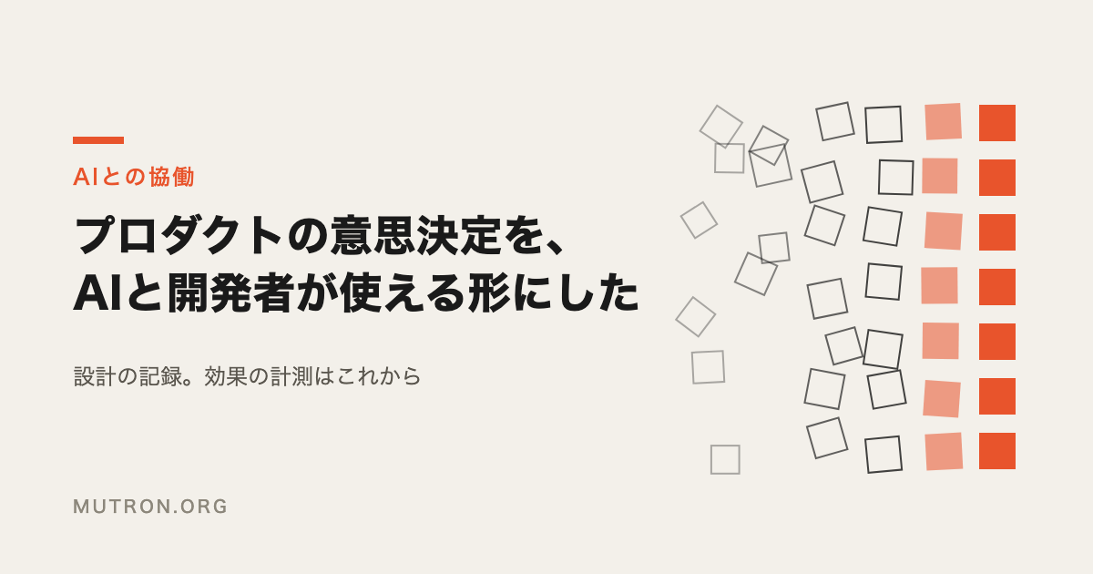 プロダクトの意思決定を、AIと開発者が使える形にした